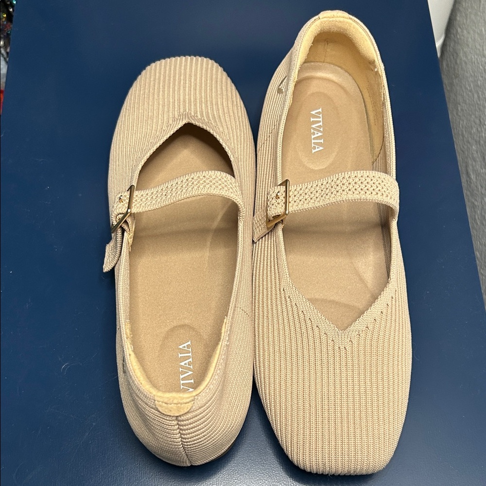Vivaia Women's Margot Mary Jane Lightweight Breathable Flats in Almond - US 8 - Picture 4 of 13